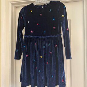 Joules Girls Navy Velvet Embroidered Star Dress. Size 11 years. EUC.